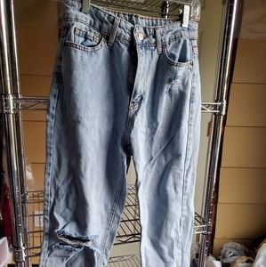 XS high waist light blue distressed jeans